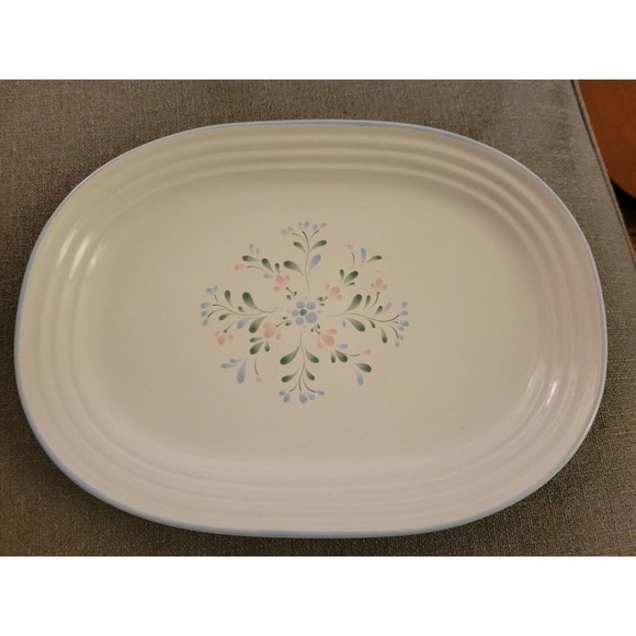 Yamaka Fascino Platter Dish Oval Serving Japan Stoneware Vtg Floral 12 1/2” Long - Picture 1 of 6